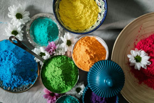 Free Close-Up Shot of Holi Powder on a Bowl Stock Photo