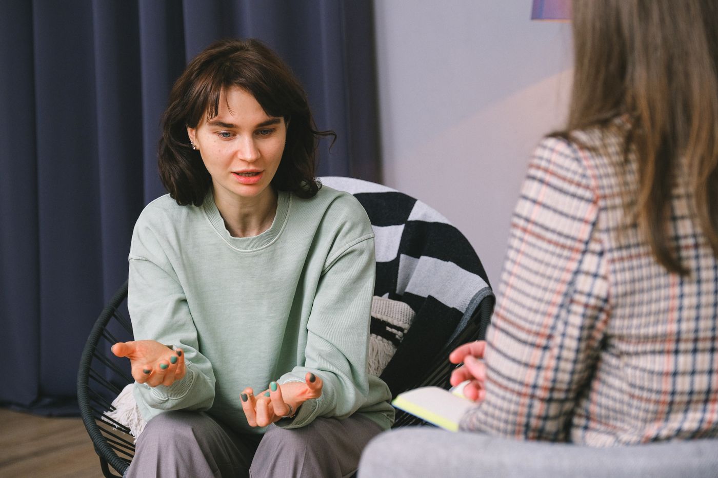Patient talking openly in a counseling session