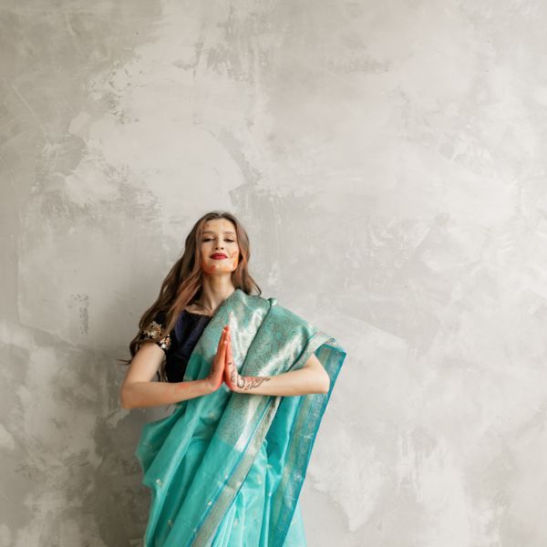 Teal saree