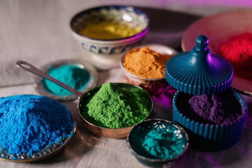 Close-Up Shot of Assorted Colored Powders