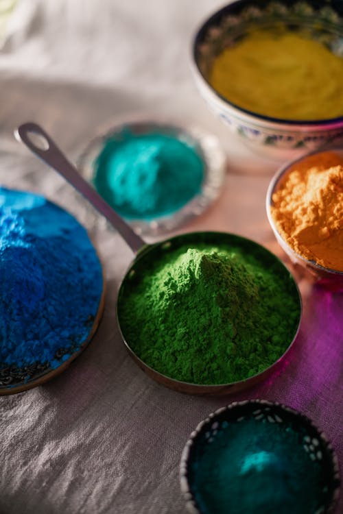 Close-Up Shot of Assorted Colored Powders