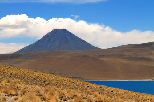 A Volcano Under Blue Sky in Calama, Anfotagasta, Chile