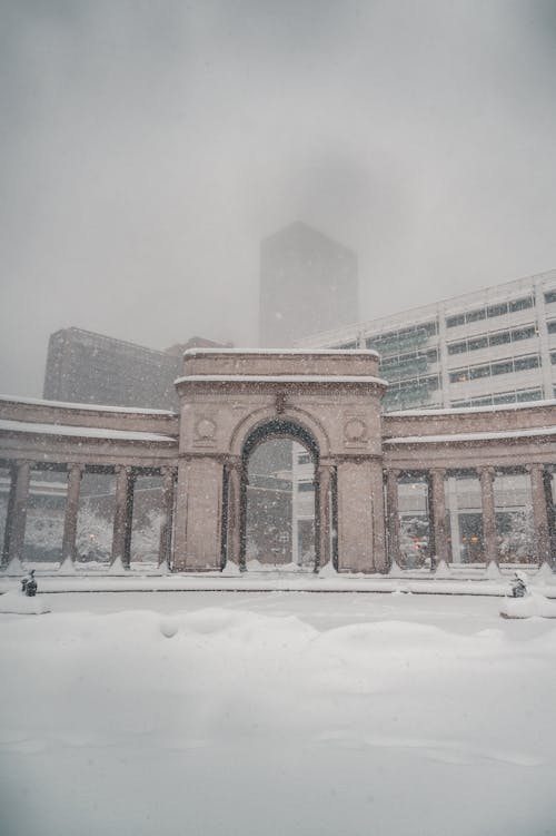 Free stock photo of archicture, blizzard, brown palace