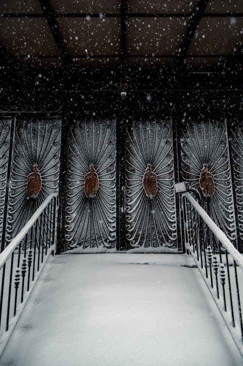 A Snow Covered Stairs and Railings