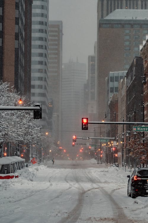 A Road Covered in Snow 