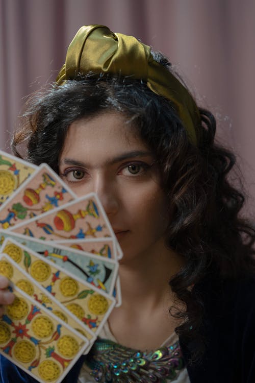 Free Woman Holding Tarot Cards Stock Photo
