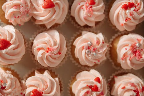 Close-Up Photo of Pink Cupcakes