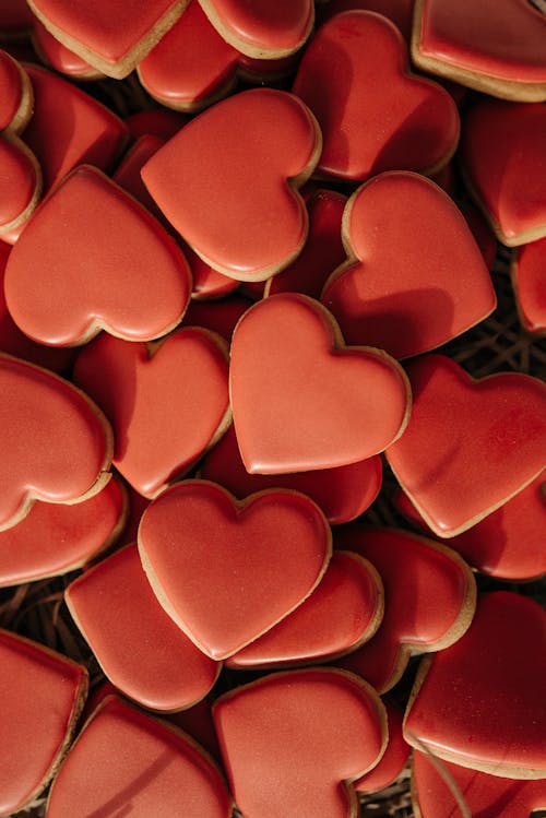 

A Close-Up Shot of Heart Pastries 