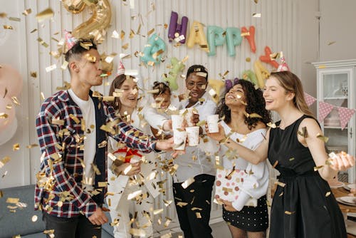 Free Family and Group of Friends Celebrating a Child's Birthday Stock Photo