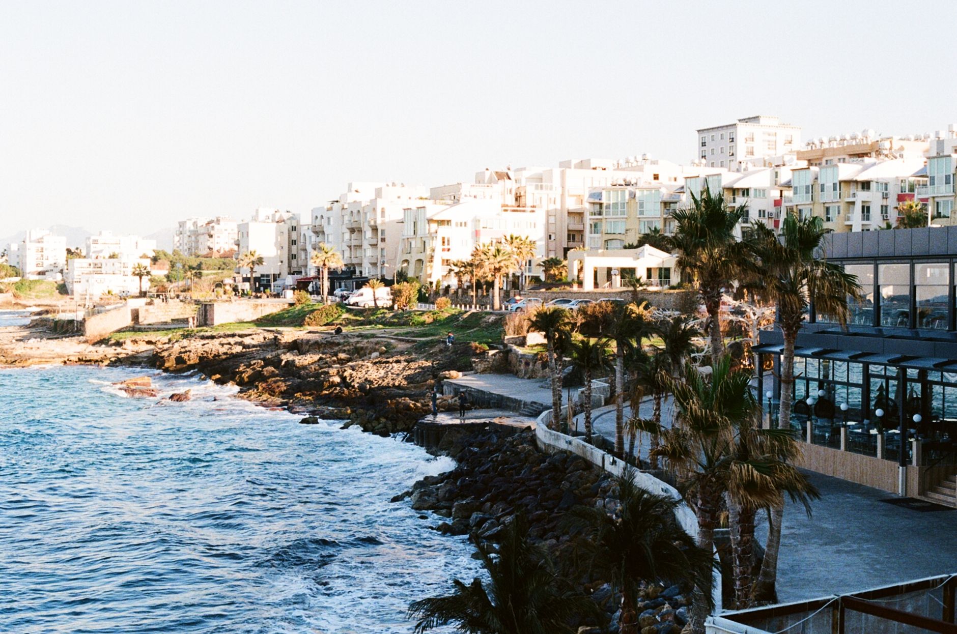 Quiet adults-only pool terrace facing the Mediterranean in Cyprus