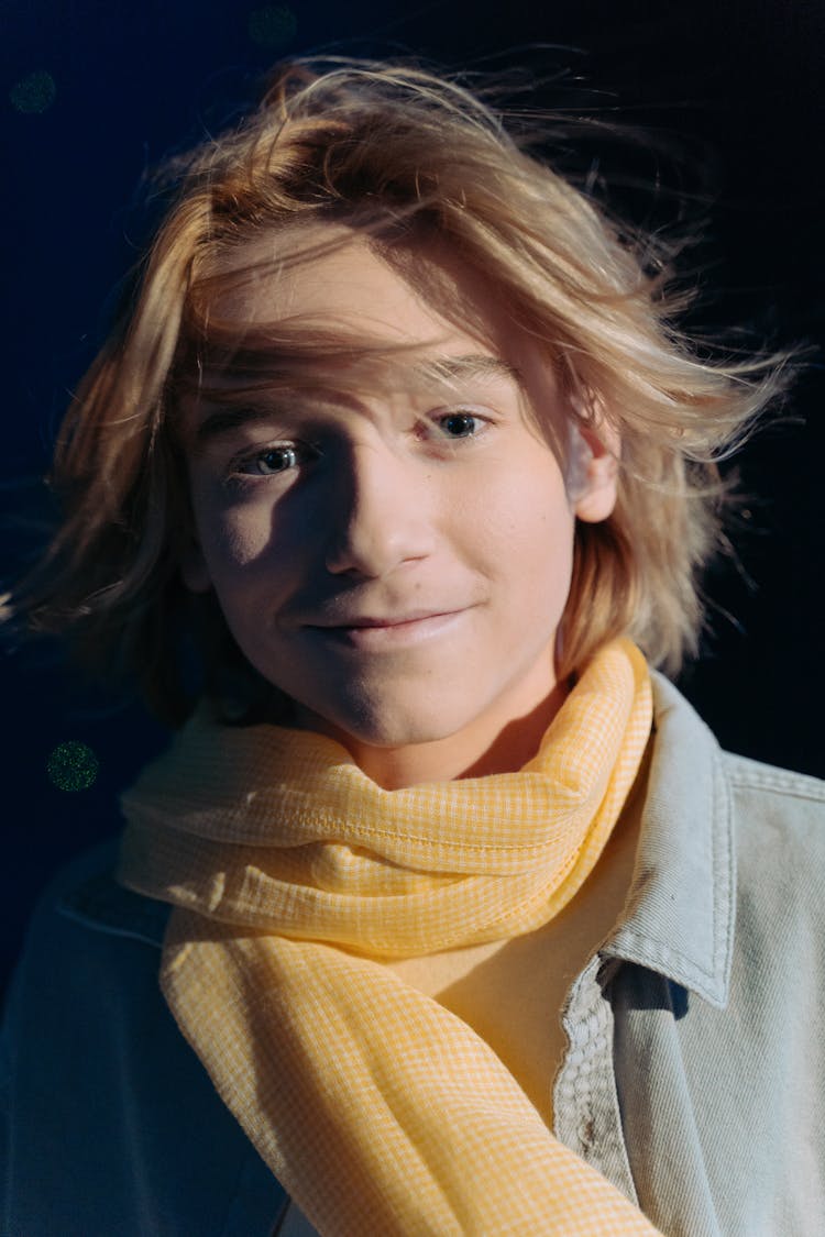 Boy With Yellow Scarf Smiling