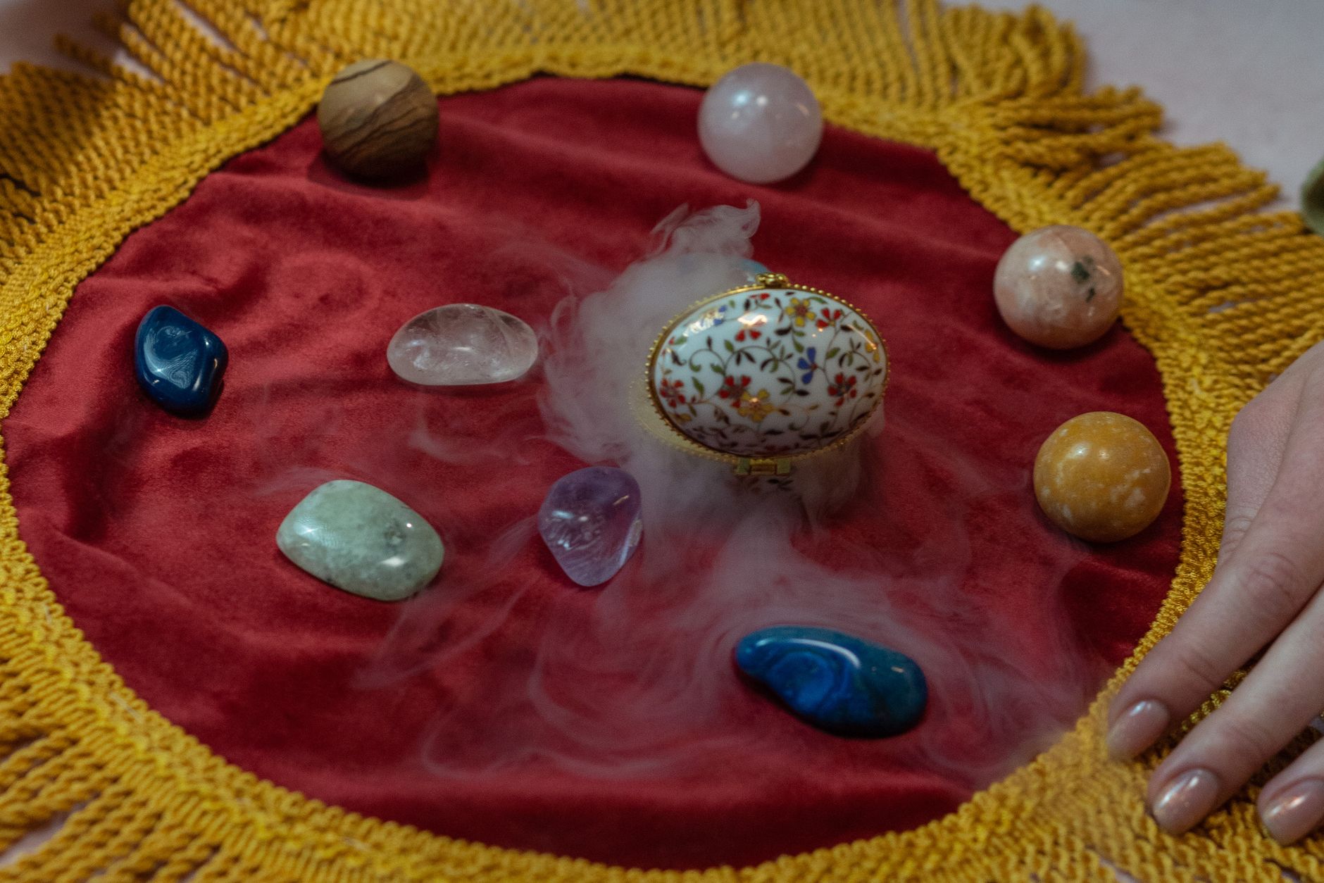 curated aries crystal gift set with carnelian and red jasper stones