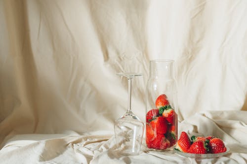 Strawberries in Clear Glass Bowl