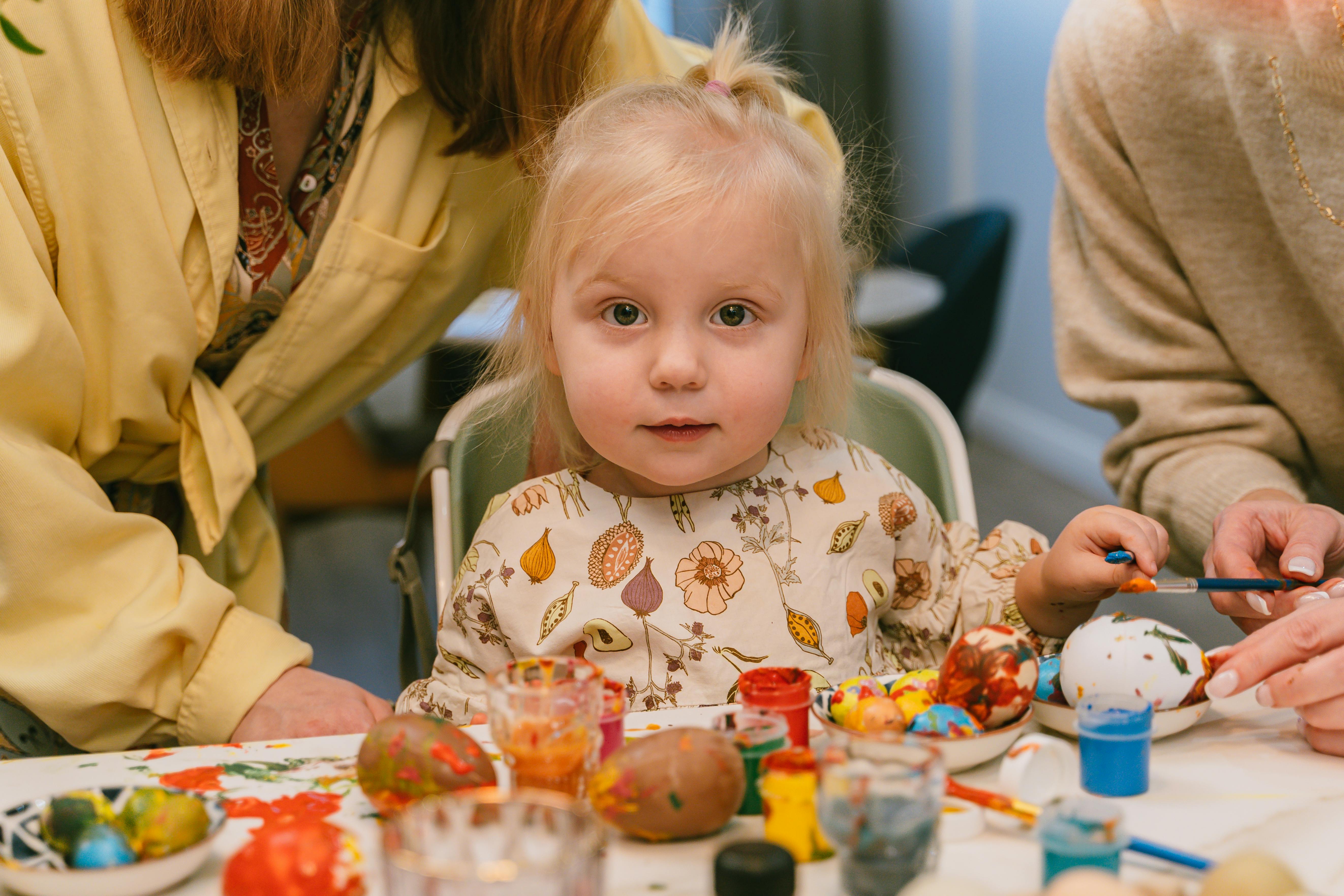 Toddler doing crafts