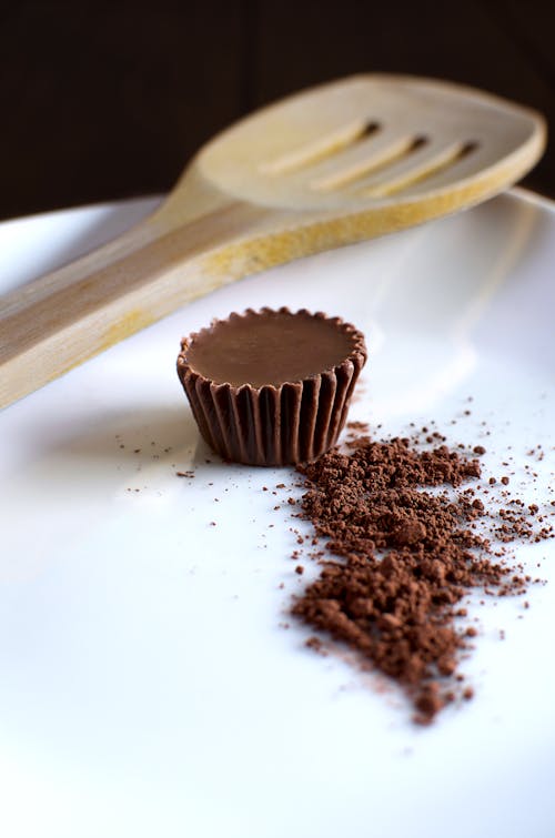 Chocolate on White Ceramic Plate