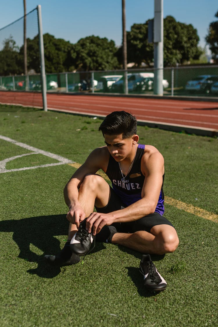 Man Wearing His Football Shoes