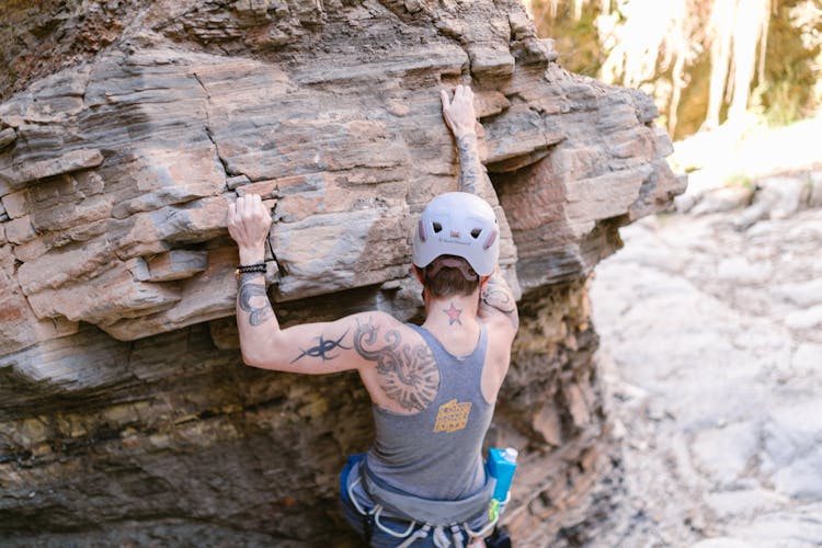 A Person Doing Rock Climbing