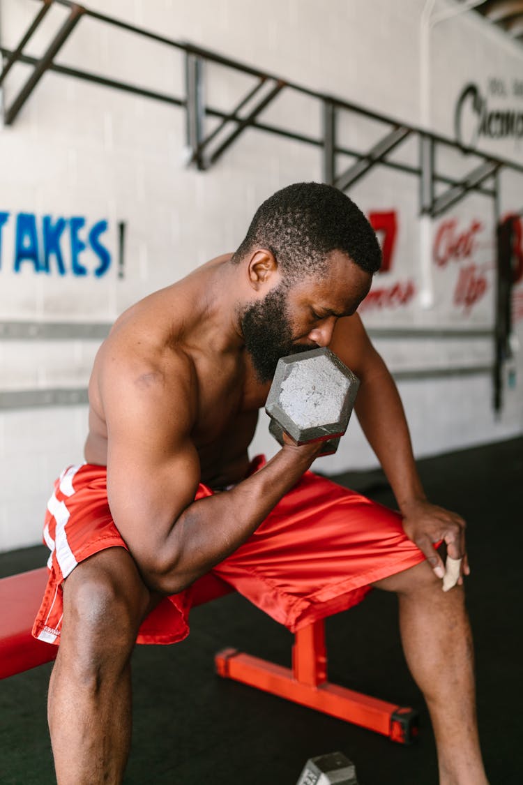 A Man Doing Bicep Curls