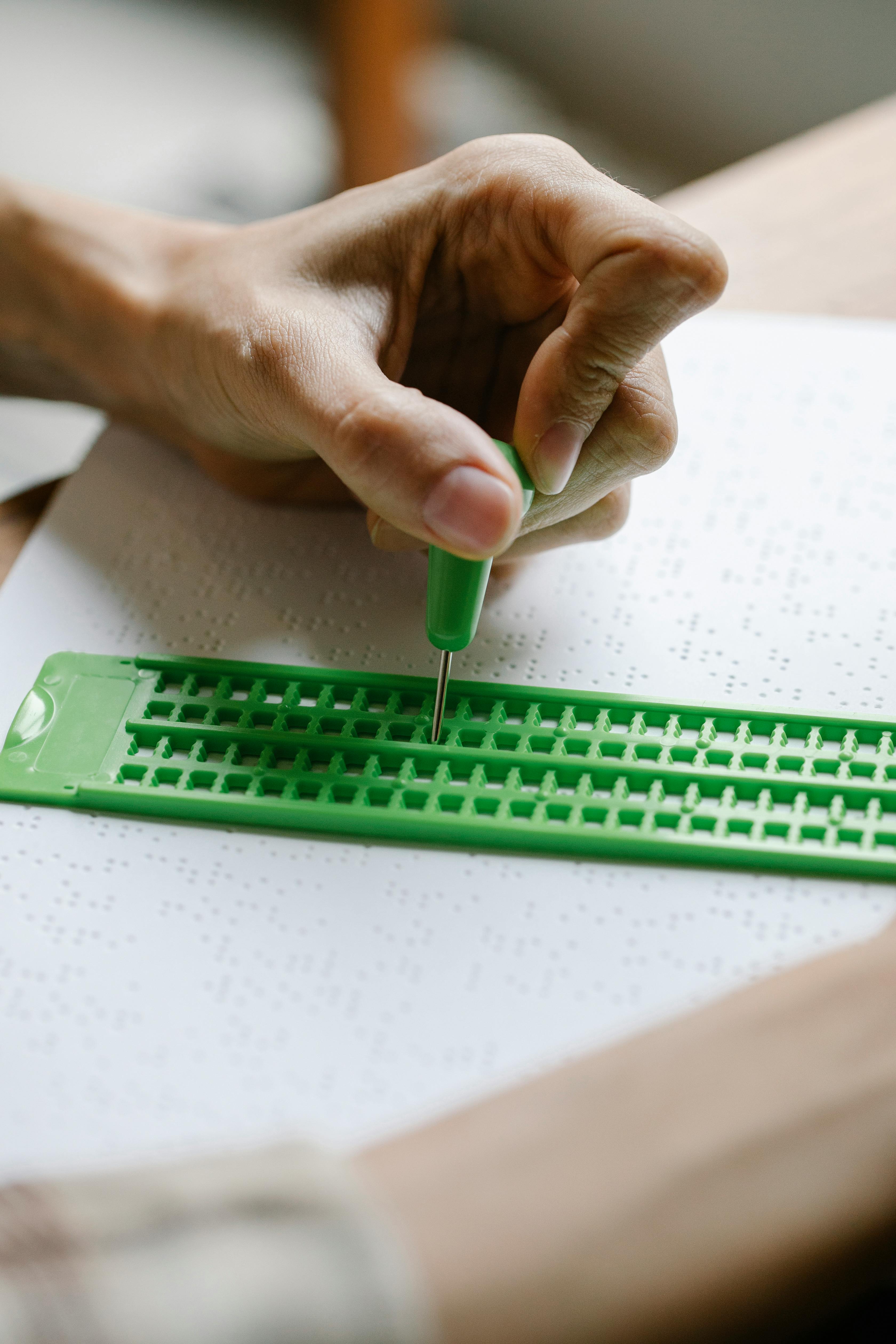 close up photo of visually impaired writing materials