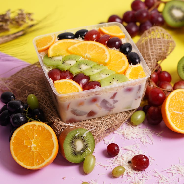 Fruit Salad In Plastic Bowl