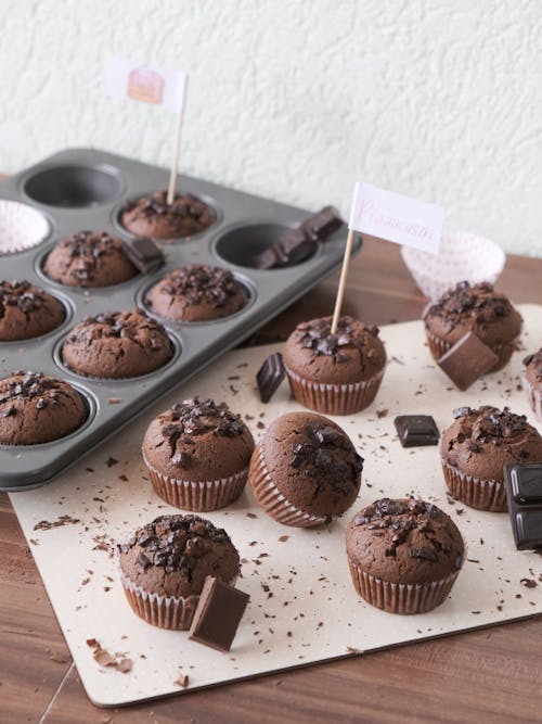 Free Close-Up Shot of Chocolate Cupcakes Stock Photo