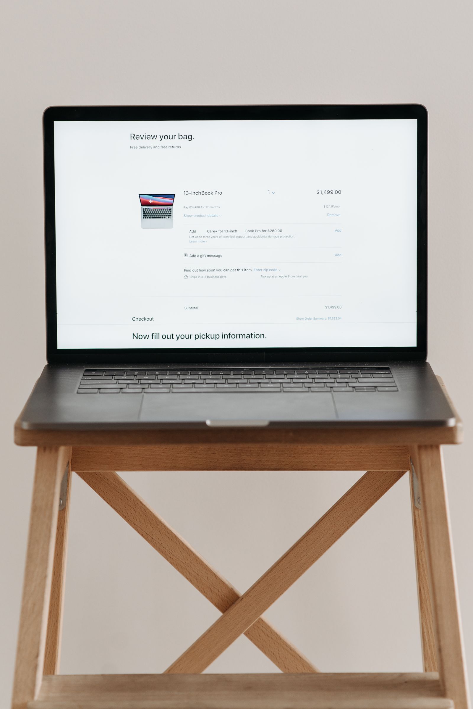 Laptop checkout screen representing ecommerce landing page continuity.