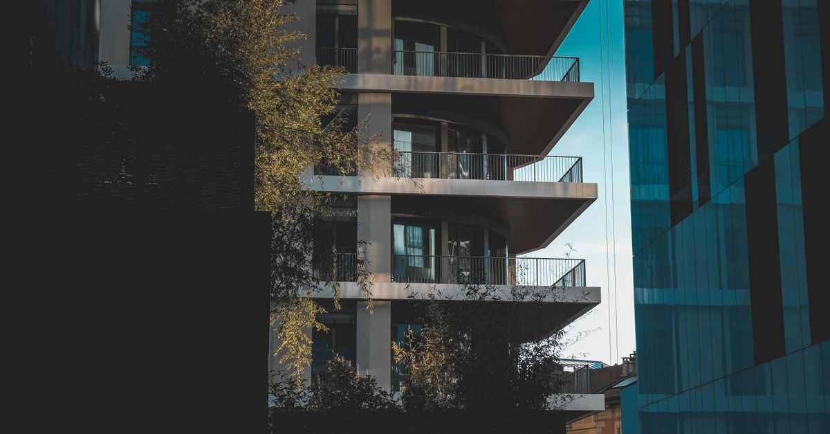 Residential balconies with glass and metal barriers