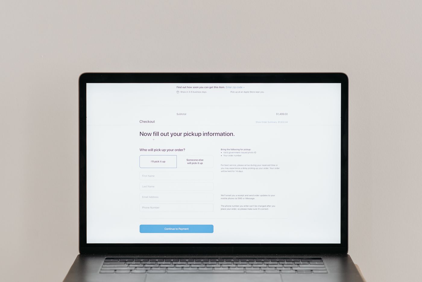 Laptop showing an online checkout flow — photo by Pavel Danilyuk on Pexels