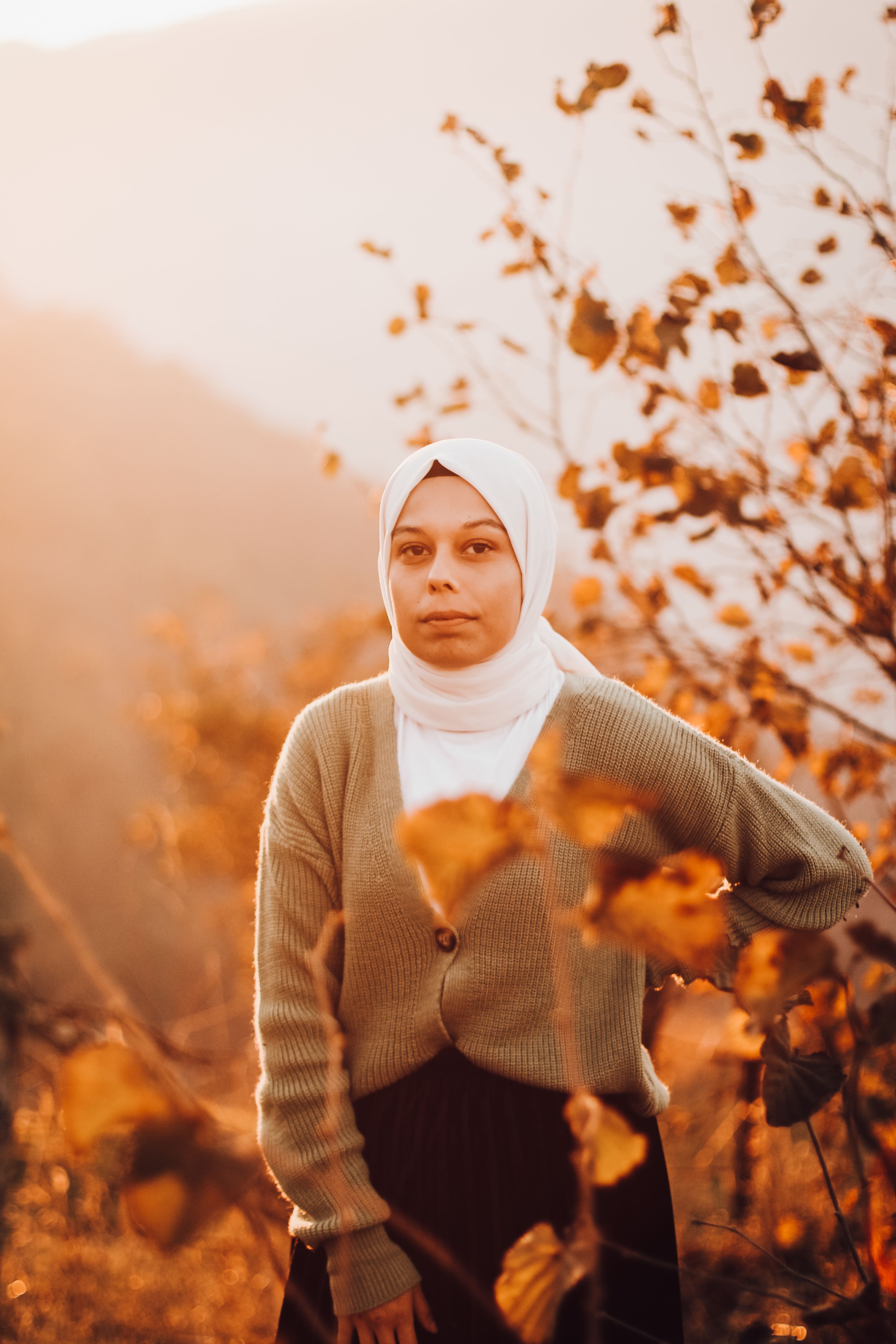 Woman in Beige Hijab and Blue Shirt · Free Stock Photo