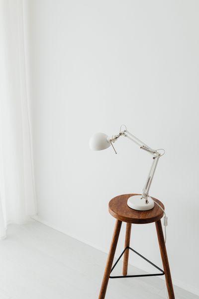 Wood-fill printed lamp with a natural wood-toned finish