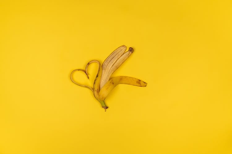 Fresh Banana Peel In Form Of Heart