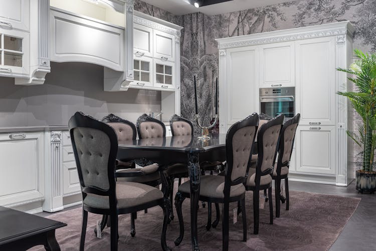 Classic Kitchen With Stylish Furniture And White Door