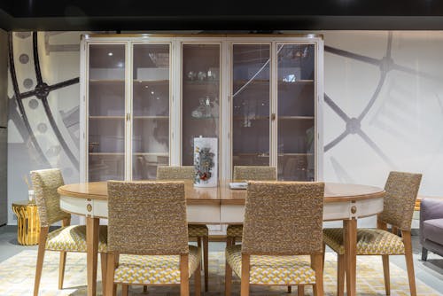 Brown Wooden Dining Table and Chairs