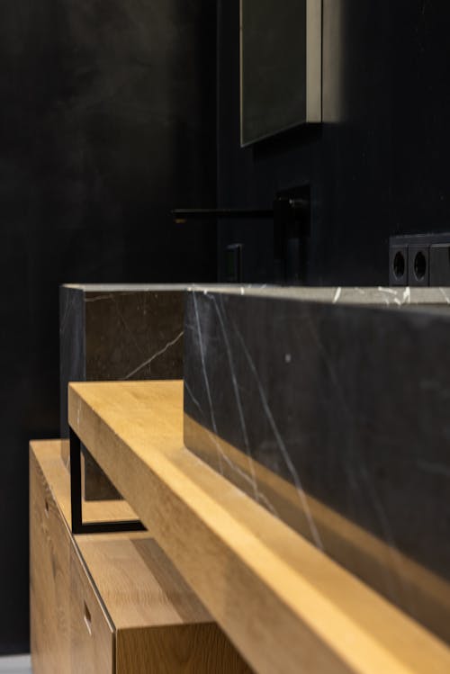 Detail of sink in modern bathroom