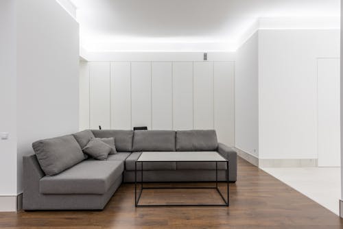 Gray Couch Beside White Wall