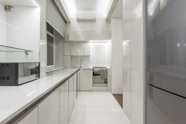 Kitchen after clean — spotless and organised