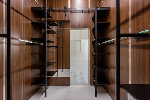 Dressing room with empty shelves