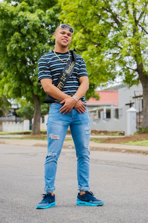 Free stock photo of 21st birthday, blue denim, blue sneakers