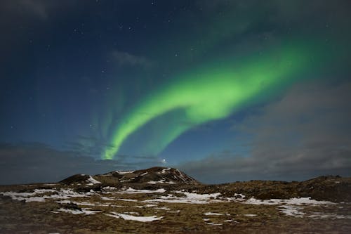 An Aurora Borealis Over the Mountain