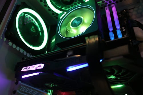 Gratis lagerfoto af gaming pc indeni, msi, rgb-komponent