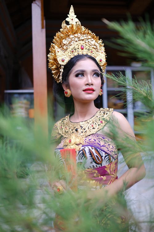 Woman in Traditional Asian Clothing 