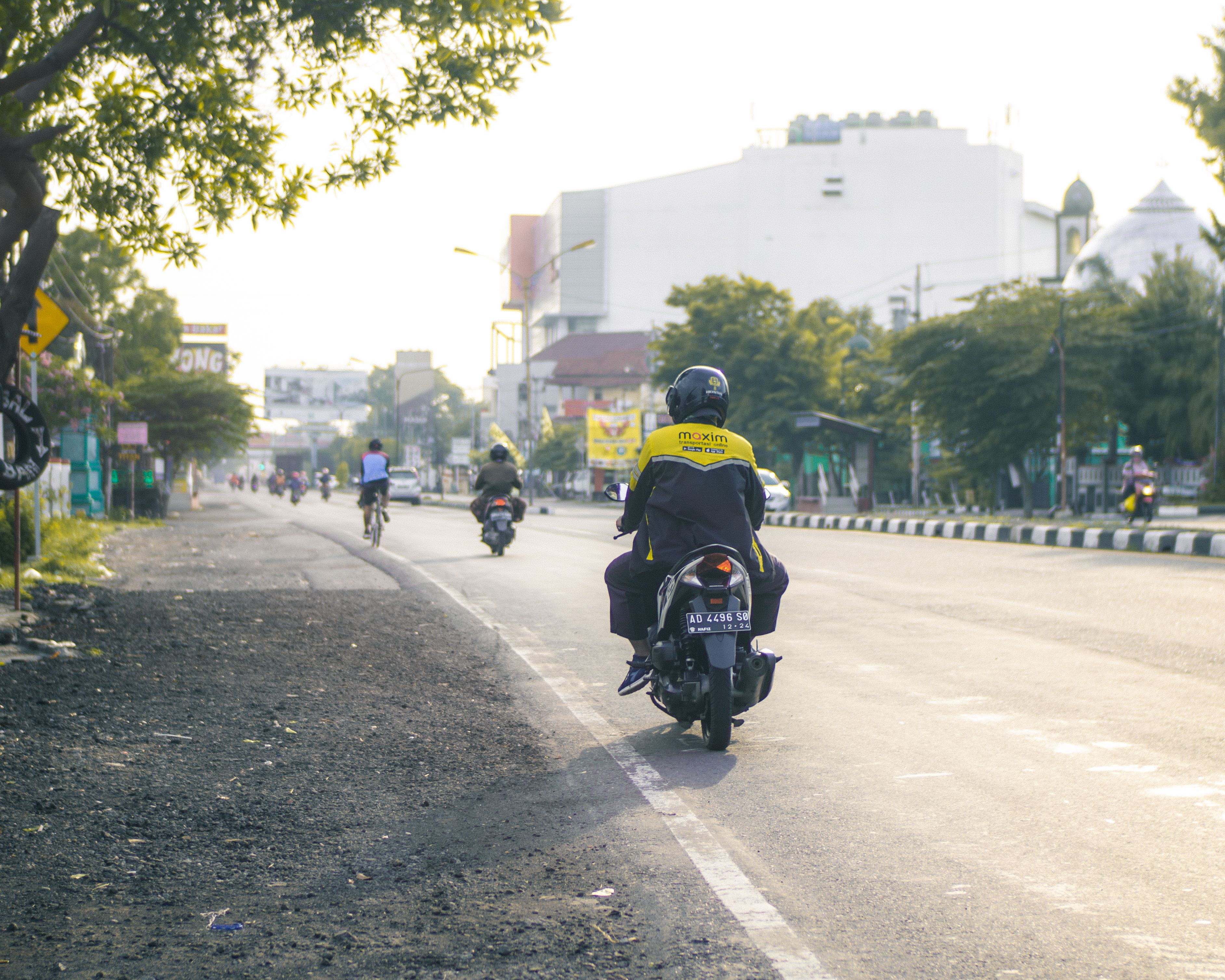Grab motorbike taxi Bali street