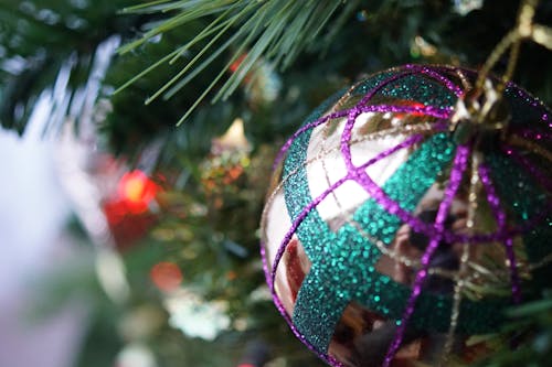 Free Close Up Photo of Gray and Multicolored Bauble Stock Photo