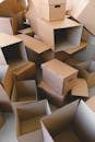 Stack of empty cardboard boxes prepared for relocation from home