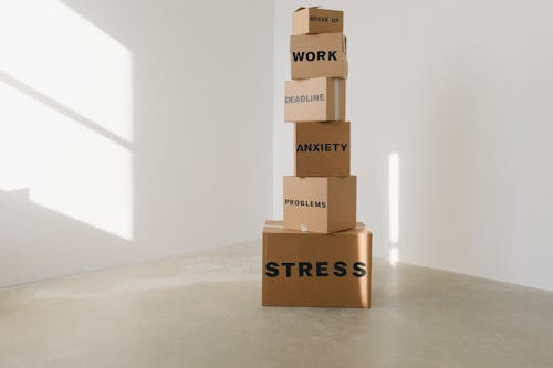 Free Boxes Stacked Up With Labels Stock Photo