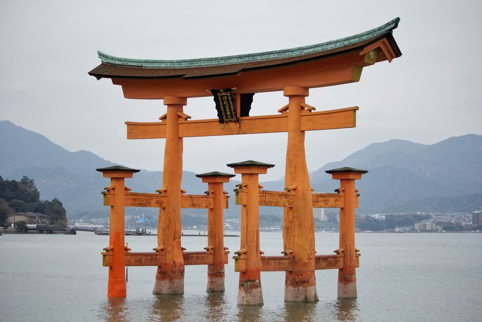 The floating torii gate of Itsukushima Shrine on Miyajima island