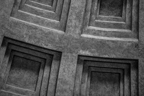 Black and White Photograph of a Ceiling