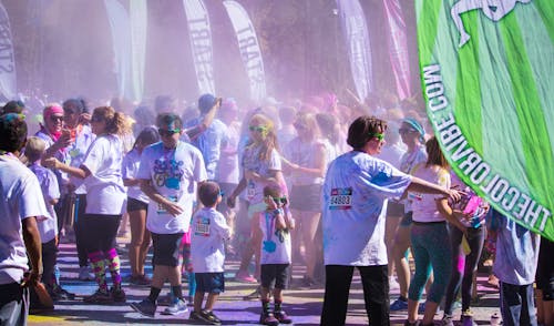 Free stock photo of 5k, colour run, fun