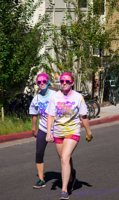 Free stock photo of 5k, colour run, friends