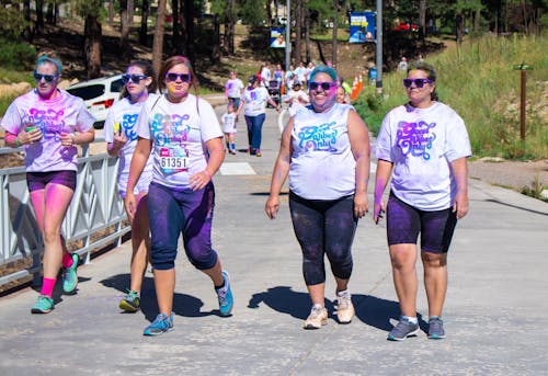 Free stock photo of 5k, colour run, family